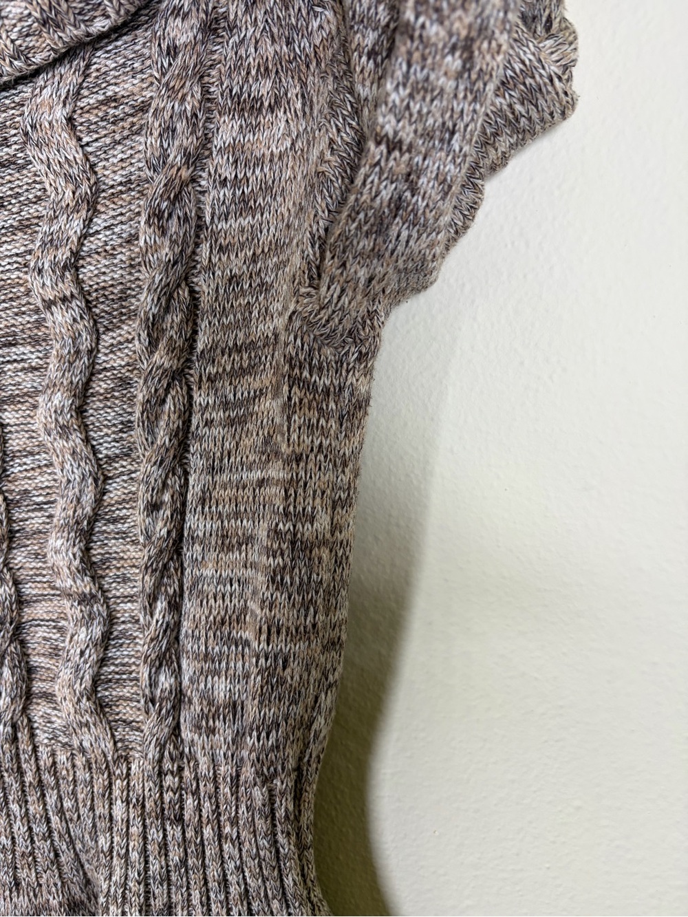 Denver Hayes Soft Cable Knit Sweater Dress Cowl Neck Brown Marled Size Small - Picture 10 of 13